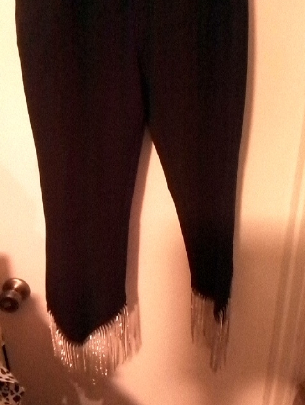 Amylynn Black Fringe Hem Pants